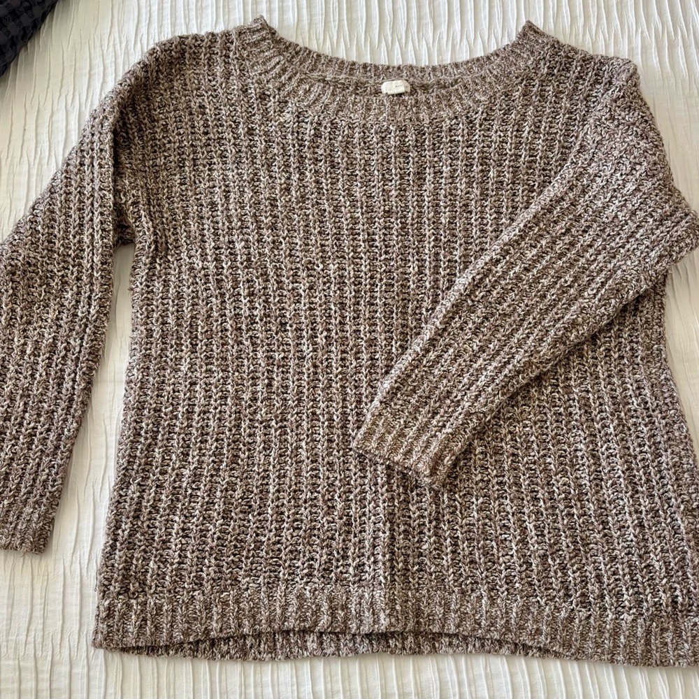 Garage Textured Brown Crew Neck Sweater